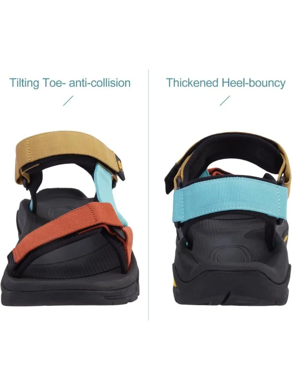 Men's Blue And Khaki Arch Support Open Toe Waterproof Hiking Sport Sandal Shoes